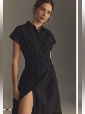 NWOT Anthropologie Short Sleeve Pleated Midi Dress